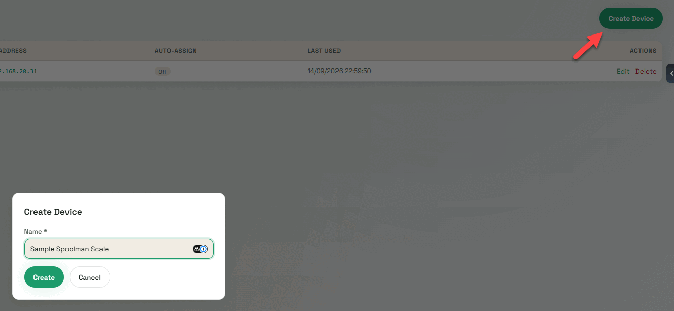 Creating a device in FilaMan