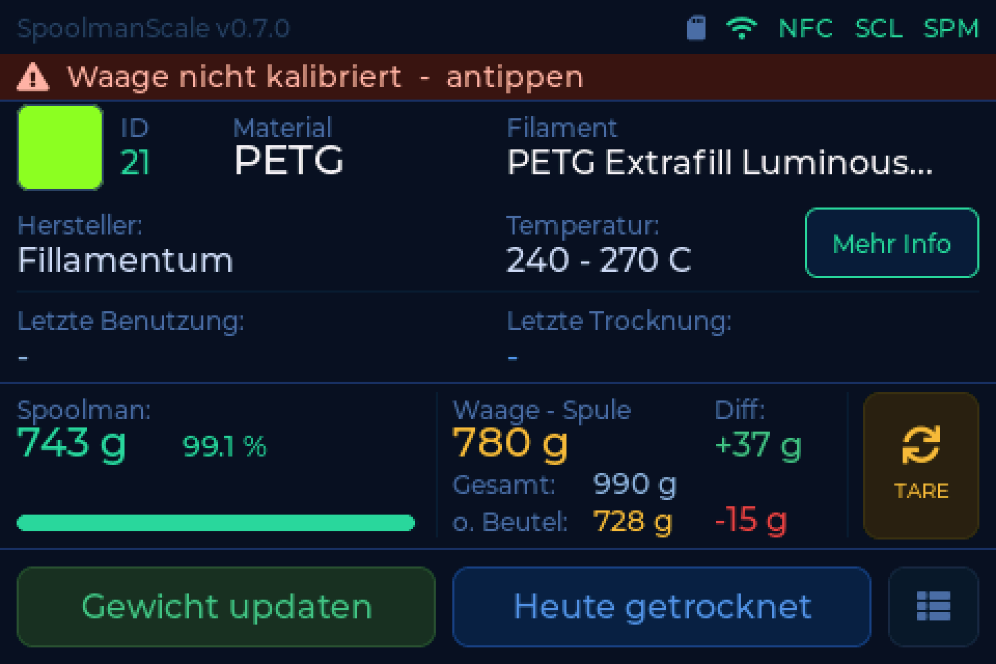 Die Statuszeile benennt einen Fehler
