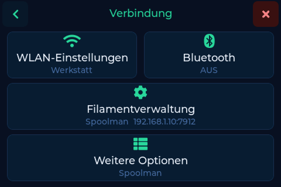 Das Menü Verbindung am Gerät
