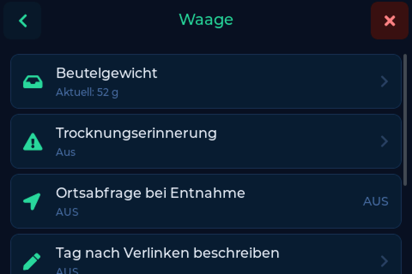 Waagen-Einstellungen