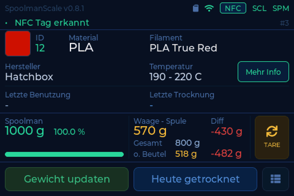 Eine Spule von einem NTAG mit OpenSpool-Datensatz
