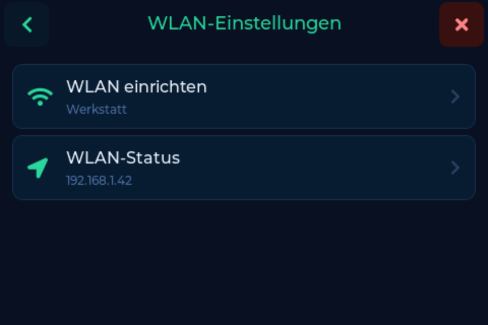 WLAN-Einstellungen mit der IP-Adresse unter WLAN-Status