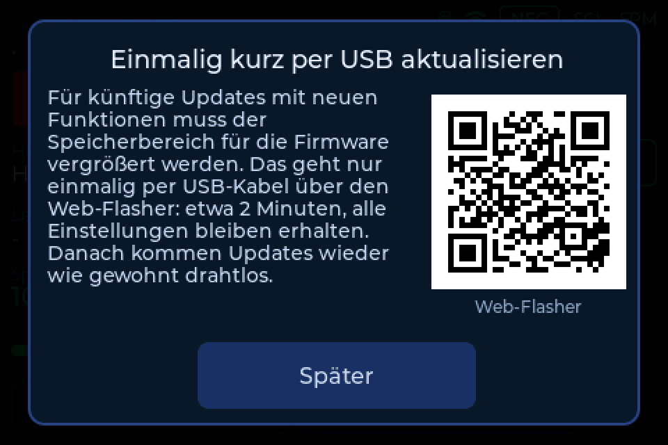 Die Erinnerung mit QR-Code zum Web-Flasher