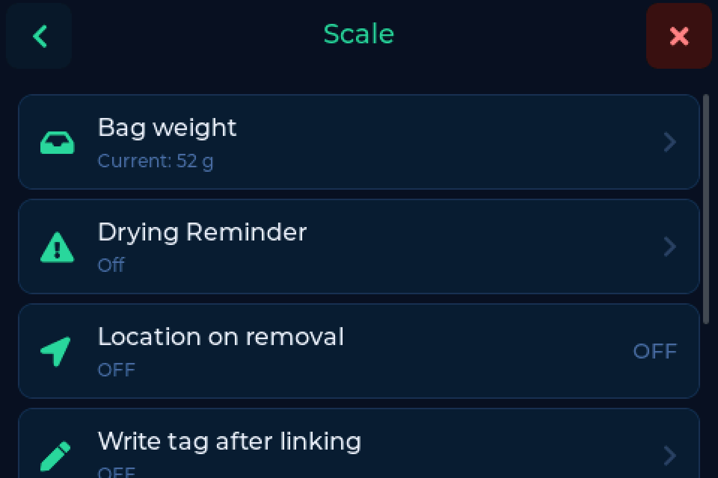 Scale settings