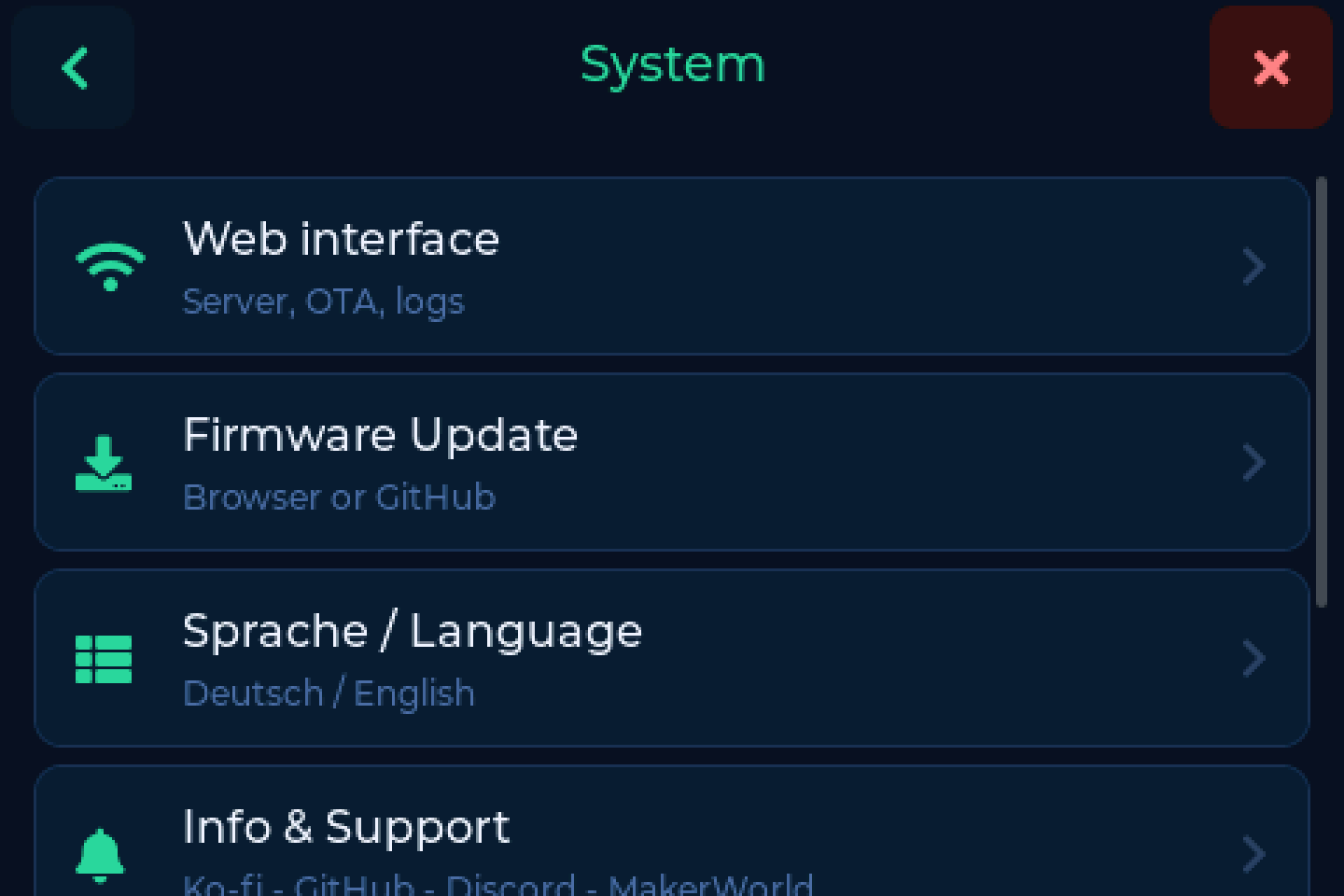 System settings