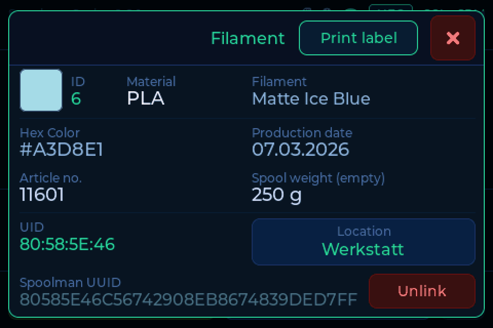More info with Print label